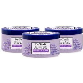 Pure Epsom Salt Body Scrub, Soothe & Sleep with Lavender Essential Oils, 16 oz (