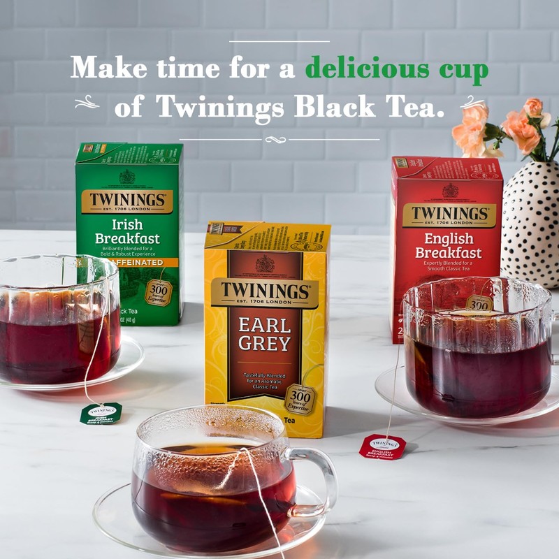 Twinings Tea Variety 6-Pack – Earl Grey, English Breakfast, Irish