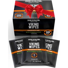Viking Revolution Flushable Wet Wipes for Adults Unscented - 30 Individually Wrapped Travel Wipes - Disposable Toilet Wipes with Vitamin E and Aloe