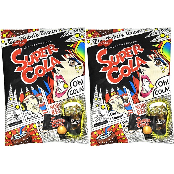 Nobel Super Soda/lemon/cola Candy, 3.1-ounce Bags (Pack of 2) [Japan Import] - Sour and Fizzy Tastes (Cola)