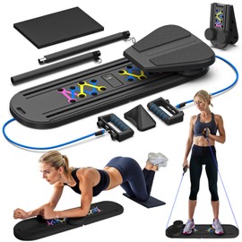 OVIMAZ Pilates Board, Pilates Reformer Set Foldable Portable Pilates Board for Home Workout 6-in-1 Multifunctional Pilates Board for Women Pilates Reformer Machine for Full Body Workout (Black)