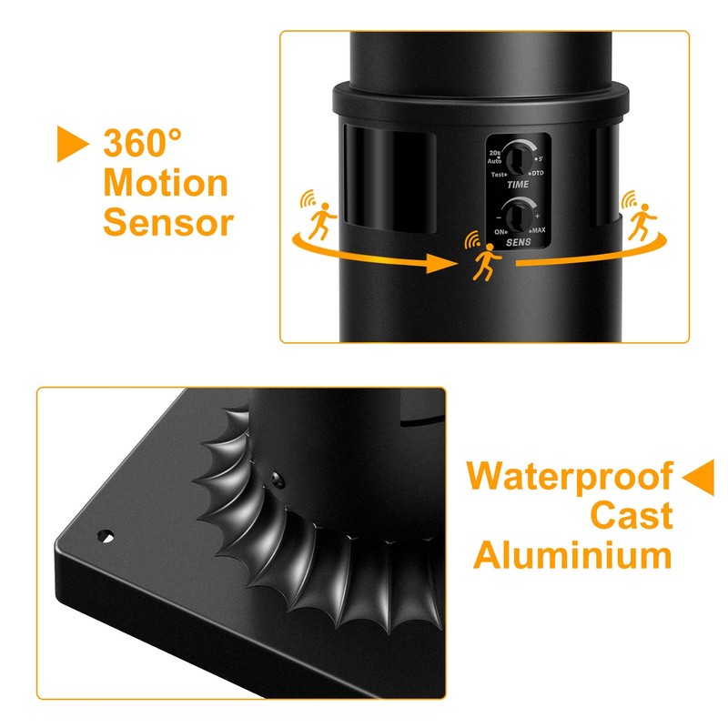Lamomo Pier Mount Base with Dusk to Dawn Motion Sensor,
