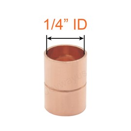 Joywayus 10PCS 1/4" ID Copper Coupling with Dimple Stop Straight Sweat Pipe Fitting Pressure Plumbing Solder Connection