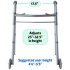 Medline Lightweight Junior/Lower Height Folding Walker with 5” Wheels
