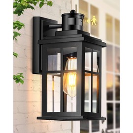 OPAXIS Motion Sensor Outdoor Light, Black Porch Light Dusk to Dawn, Waterproof Outdoor Motion Sensor Light, Anti-Rust Outside Lights for House, Garage, Doorway, Porch, 100% Aluminum