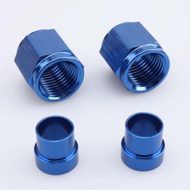 AC PERFORMANCE Aluminum Hardline Fitting -12AN Female Tube Nut and Sleeve for 3/4'' (19.05mm) Outer Diameter Alloy Tube Hose Line Fitting, Blue, Pack of 2