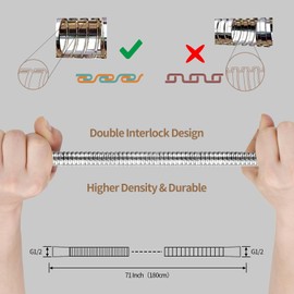 Shower Hose 71 Inches Extra Long Stainless Steel Shower Hose for Fix showerhead, Handheld Shower Head or Rainfall Shower head (Silver)