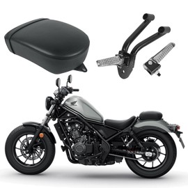 MOJINLI Thickened Rear Passenger Seat and Footpegs Kit for Honda Rebel CMX300 CMX500 Honda Rebel 300 500 seat Accessories Passenger Seat Kit Fit Rebel 300 500 2017-2025