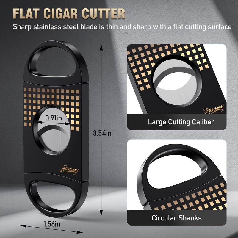 Tesonway Cigar Ashtray with Cigar Cutter Set, Cigar Cutter Guillotine,