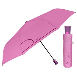 PERLETTI Multicoloured Automatic Umbrella for Women with Dots - Pocket Umbrella Compact Mini Lightweight Windproof - Rain Umbrella Small Travel - Diameter 96 cm, lightpink