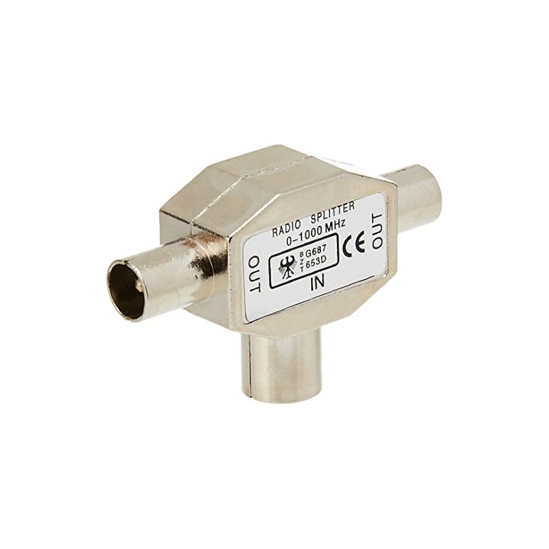 Premium Cord TV Aerial Splitter IEC 75 Ohm 1xF-2xM