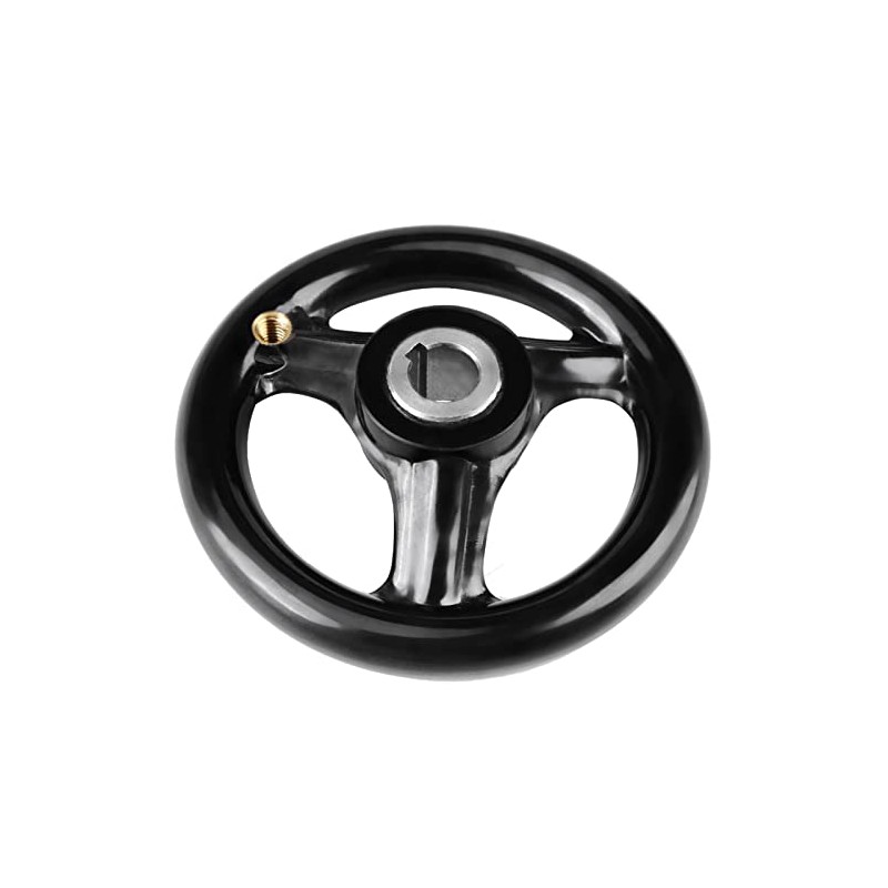 Black Round 3 Spoke Hand Wheel with Rotary Handle for