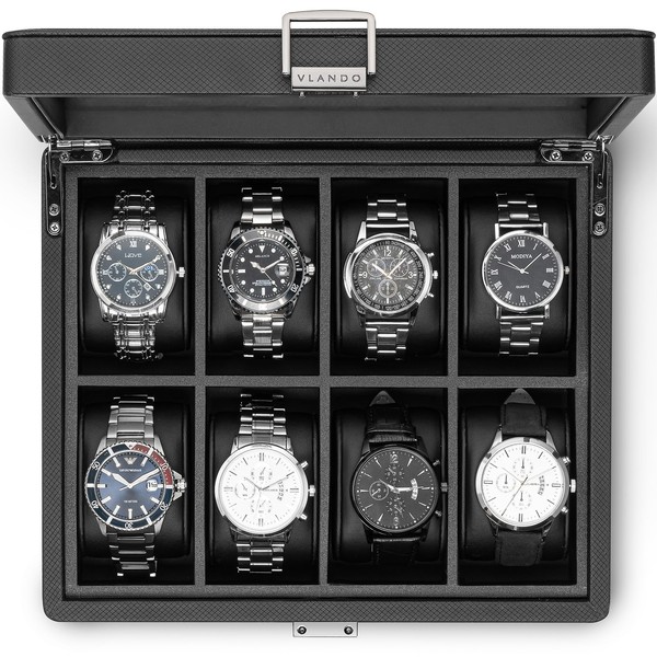 Vlando 8-Slots Watch Cases for Men, Watch Box with Large