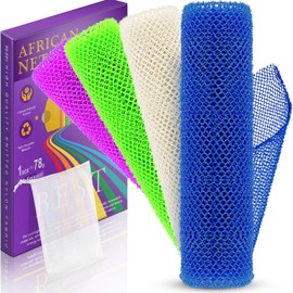 4 Pieces African Bath Sponge African Net Long Net Bath Sponge Transform Your Shower Routine with African Bath Sponges for Exfoliated, Silky Smooth Skin(Blue, Green, Purple, White)