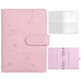 A5 Photocard Binder with 25 Pack 4-Pocket Card Pages PU Leather Card Album Portable Photo Card Holder for 2x3’’ Album Cards ﻿ (﻿ Pink)