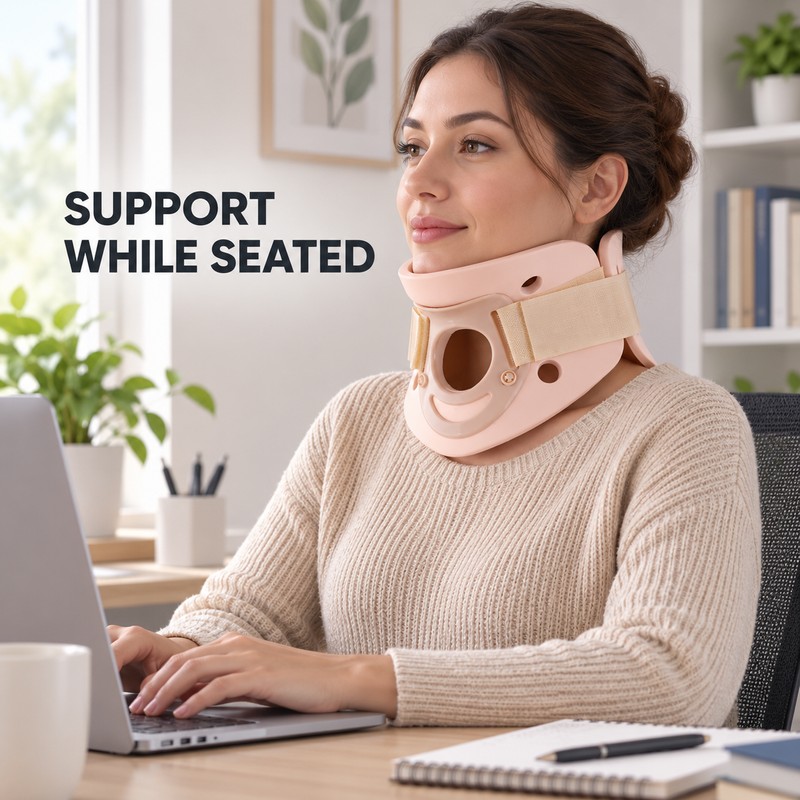 Cervical Collar Neck Brace with Large Throat Opening, Breathable Polymer