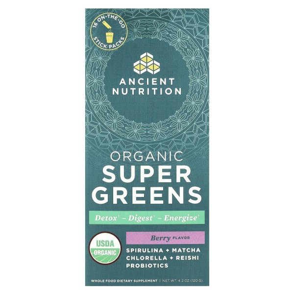Ancient Nutrition 2 X Ancient Nutrition, Organic Super Greens, Berry,