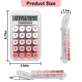 HUTUDD Cute Calculator, Mechanical Switch Calculator, Calculators Desktop 10 Digits, Desk Calculator with Big Buttons and LCD Display, Battery Power,Basic Small Calculator for School Home Office(Pink)