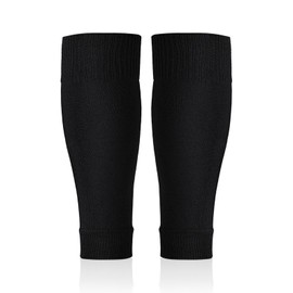 AMFUN Football Sock Sleeves, Soccer Shin Guards Sleeves, 1 Pair Elastic Football Shin Sleeves, Team Leg Sock Sleeve for Football Games Beginner Teenagers Adults-Black-37CM