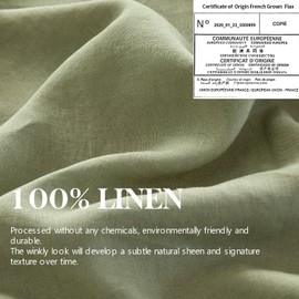 Simple&Opulence 100% French Linen Sheet Set Breathable Durable for Hot Sleepers Bedding 4 pcs - 1 Flat Sheet,1 Fitted Sheet,2 Pillowcases with Hemstitch Lace Embroidery Design (Sage Green, Queen)