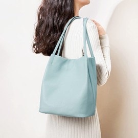 Kattee Women Soft Genuine Leather Totes Shoulder Bag Purses and Handbags with Top Magnetic Snap Closure Medium