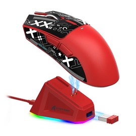 ATTACK SHARK X11 Wireless Gaming Computer Mouse, Rechargeable RGB Lighting Wireless Mouse with Charging Base, Optical Sensor Mouse, Boyfriend Gift, Gaming Accessories, Office Accessories:_Black & White_3 Modes