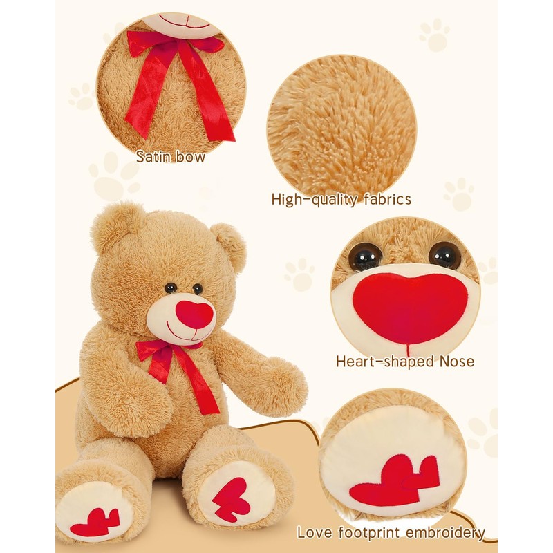 MaoGoLan Giant Teddy Bear 36" Stuffed Animal - Red Heart