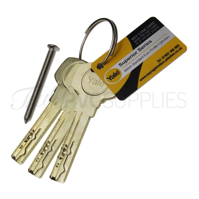 50/50T Nickel YALE Superior Thumbturn Euro Cylinder with 3 Keys