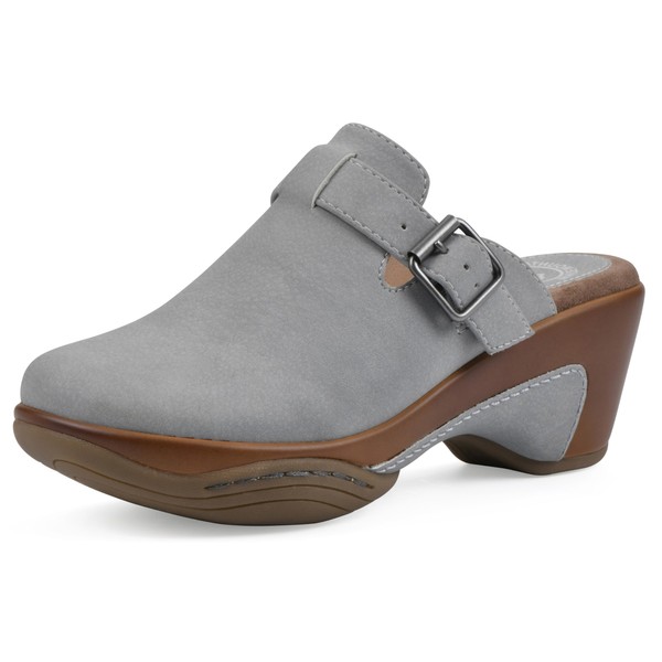 WHITE MOUNTAIN Women's Viewed Heeled Clog, Dove Grey/BUC, 9 M