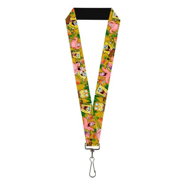 Buckle-Down Nickelodeon Lanyard, SpongeBob and Patrick Starfish Poses Pineapple Gold,