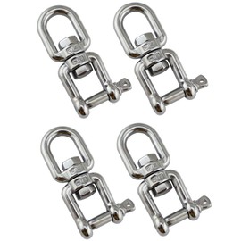 POFET 4Pcs 6mm Heavy Duty 304 Stainless Steel Swivel Ring Snap Rolling Shackle Device