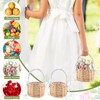 Set of 2 Wicker Rattan Flower Girl Basket for Wedding
