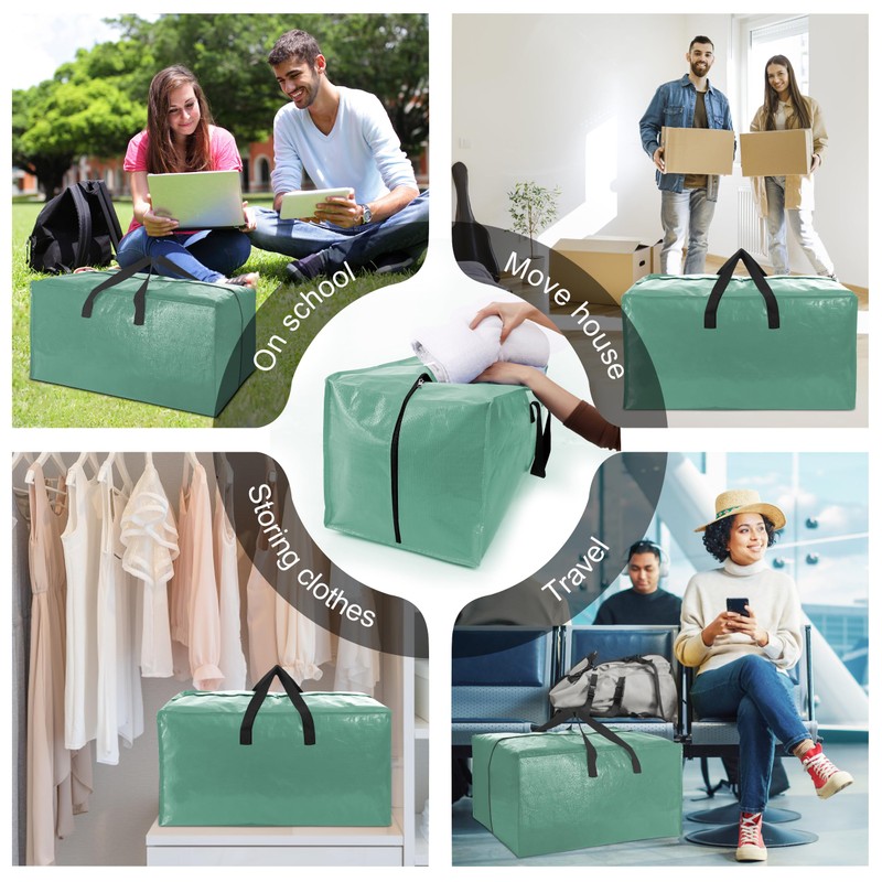 VELVETSURE 12 Pack Heavy Duty Large Moving Bags W/Backpack Straps