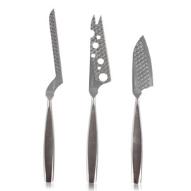Boska Cheese Knife, Stainless Steel, 10.9 x 5.6 x 0.8 inches (277 x 143 x 20 mm), Brie Knife, Approx. 11.0 inches (28 cm), Soft, Semi-Hard Cheese Knife, Approx. 7.9 inches (24 cm), Cheese Knife, 3-Piece Set, Monaco+