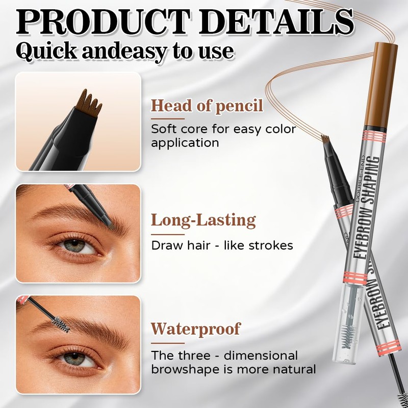 Eyebrow Pencil, 2-in-1, Microblading Eyebrow Pencil, Hair Drawing, 4D Eyebrow