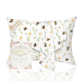 Silk Pillowcase 2 Pack for Hair and Skin, Daisy Bee