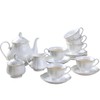 GuangYang 15-pcs Porcelain Tea sets for Adults, Off White Embossed