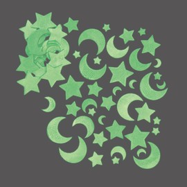 Baker Ross Im Dunkeln leuchtende Aufkleber „Mond und Sterne“ (Packung mit 120 Stück), perfekt für Kinder zum Dekorieren und Personalisieren von Kunsthandwerksprojekten, EF456