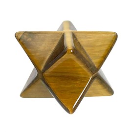 favoramulet 1 Inch Tiger's Eye Stone Merkaba Star, Healing Crystal Carving Geometric Eight-Pointed Sacred Star for Divine Meditation Spiritual Positive Energy Therapy