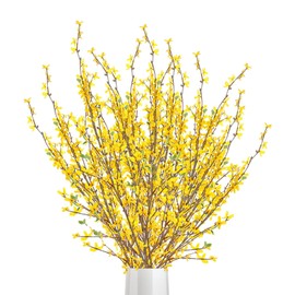 FQQWEE 6Pcs Artificial Forsythia Flower Branches 39 Inch Long Faux Yellow Jasmine Artificial Flowers Stems Silk Winter Spring Forsythia Flowers Bouquets for Floral Arrangement Wedding Home Decor