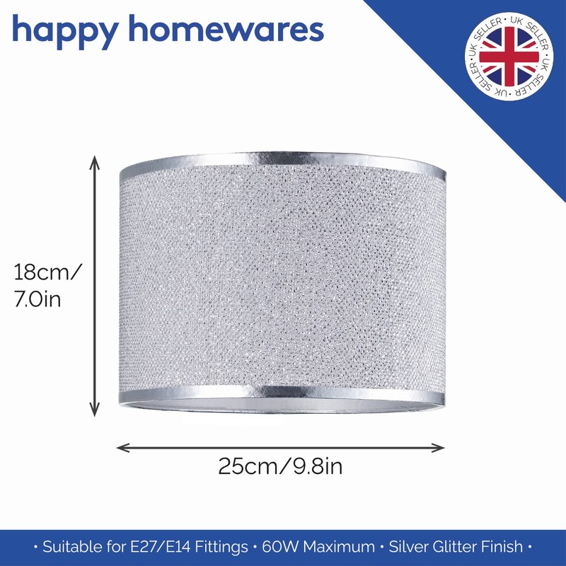 Modern and Designer Mini Diamond Silver Glitter Fabric Lamp Shade