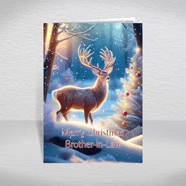 Brother-in-Law Christmas Card, A5 Size Special Christmas Card for Brother-in-Law, Luxury Christmas Greeting Cards with a Christmas Wishes Greetings Verse Inside: Reindeer in Forest Christmas Card