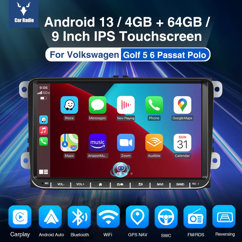 ESSGOO 4G+64G Carplay For VW Volkswagen Jetta Passat Android 13