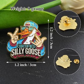 Certified Silly Goose Enamel Pin – Funny Goose Pins for Backpacks, Jackets, Hats – Cool Trendy Backpack Pins for Goose Lovers, Enamel Lapel Pin Gift for Teens & Adults (1, Golden)