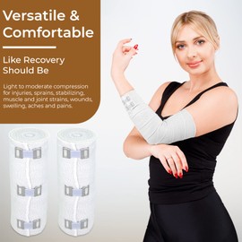 Comfort Elastic Bandage Wrap (6" 2 Pack) – Single Hook & Loop Closure – NexSkin Premium Cotton, Latex-Free Compression Wrap – Soft, Hypoallergenic & Reusable Support for Waist, Legs, Elbow & Knee