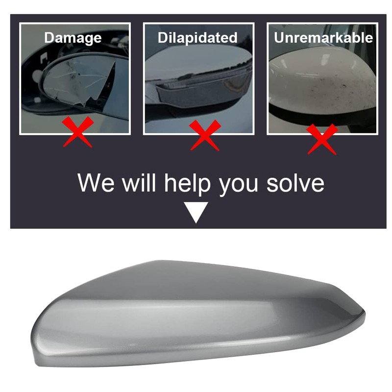 1 Pair Glossy Grey Side Mirror Cover Cap Housing Compatible