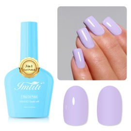 Imtiti Pastel Gel Polish, Pastel Lavender Purple Gel Polish 3 in 1 One Step Gel Polish Kit, Soak Off LED U V Gel Polish Nail Art Starter Manicure Salon for Women Girls 0.3 Fl Oz