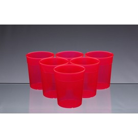 AIOS Dishwasher Safe Stackable Neon Red Plastic Cups/Beakers/Tumblers 250ml (Set of 6)