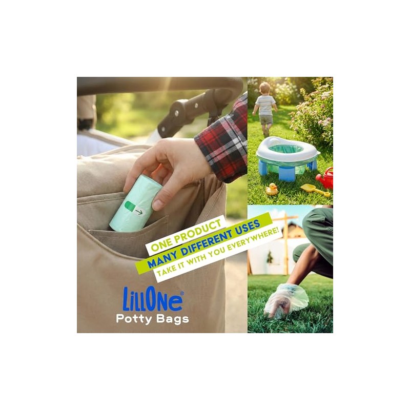 LillOne – 90 Universal Portable Potty Bags with Drawstring –