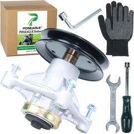 POSEAGLE 3 Pack 604214 Spindle Assembly with 603988 Spindle Pulley 791988 5/8x141 Replaces Hustler 604214 Spindle Assembly for Hustler Raptor 52 inch and Hustler Raptor Limited 52 inch Lawn Decks